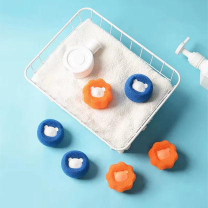 Pet hair remover balls in the washing machine with clothes
