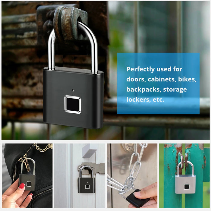 Smart Fingerprint Padlock, Waterproof Keyless Security Lock