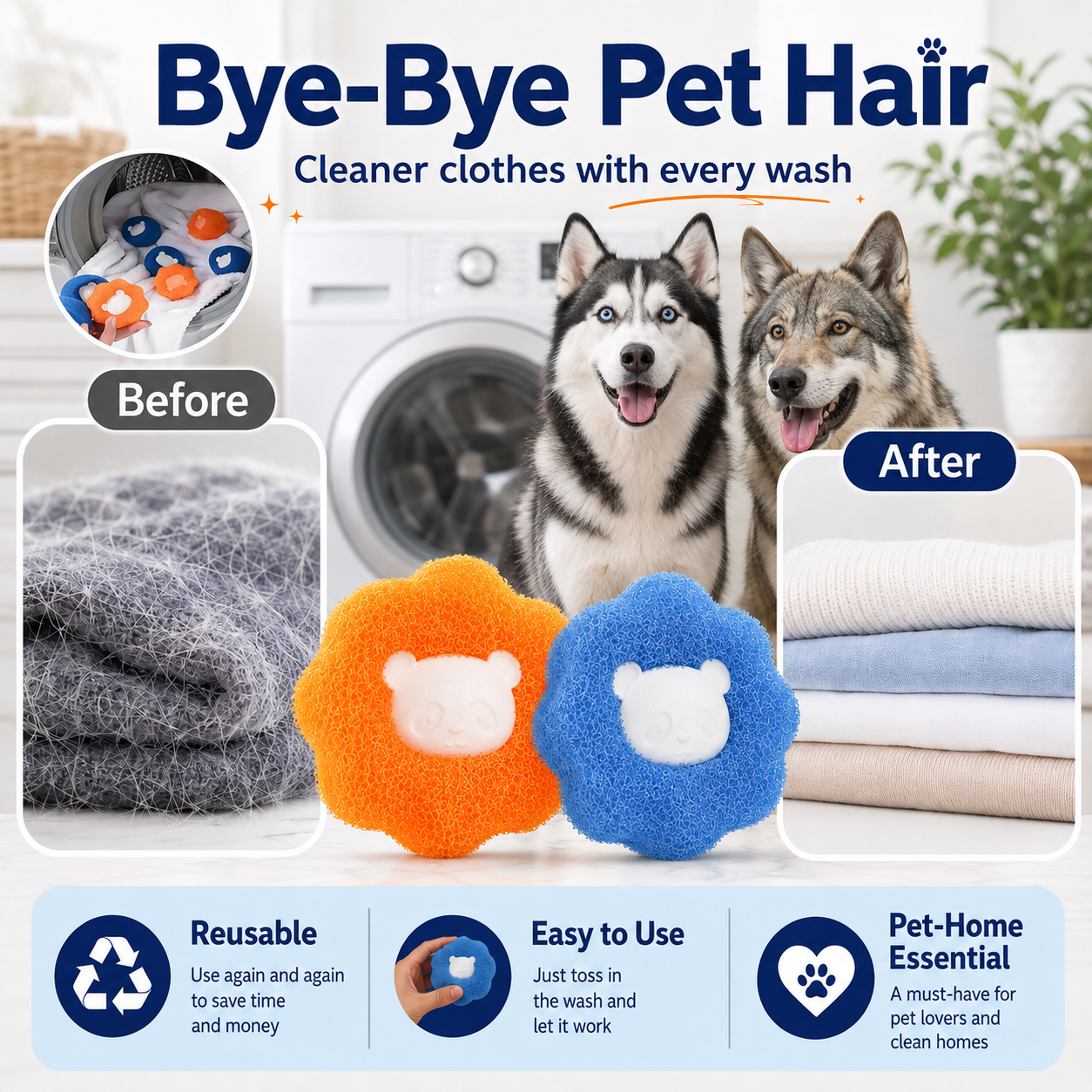 Reusable Pet Hair & Lint Catcher for Laundry