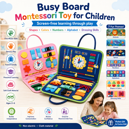 Montessori-Inspired Busy Board – Sensory Travel Toy