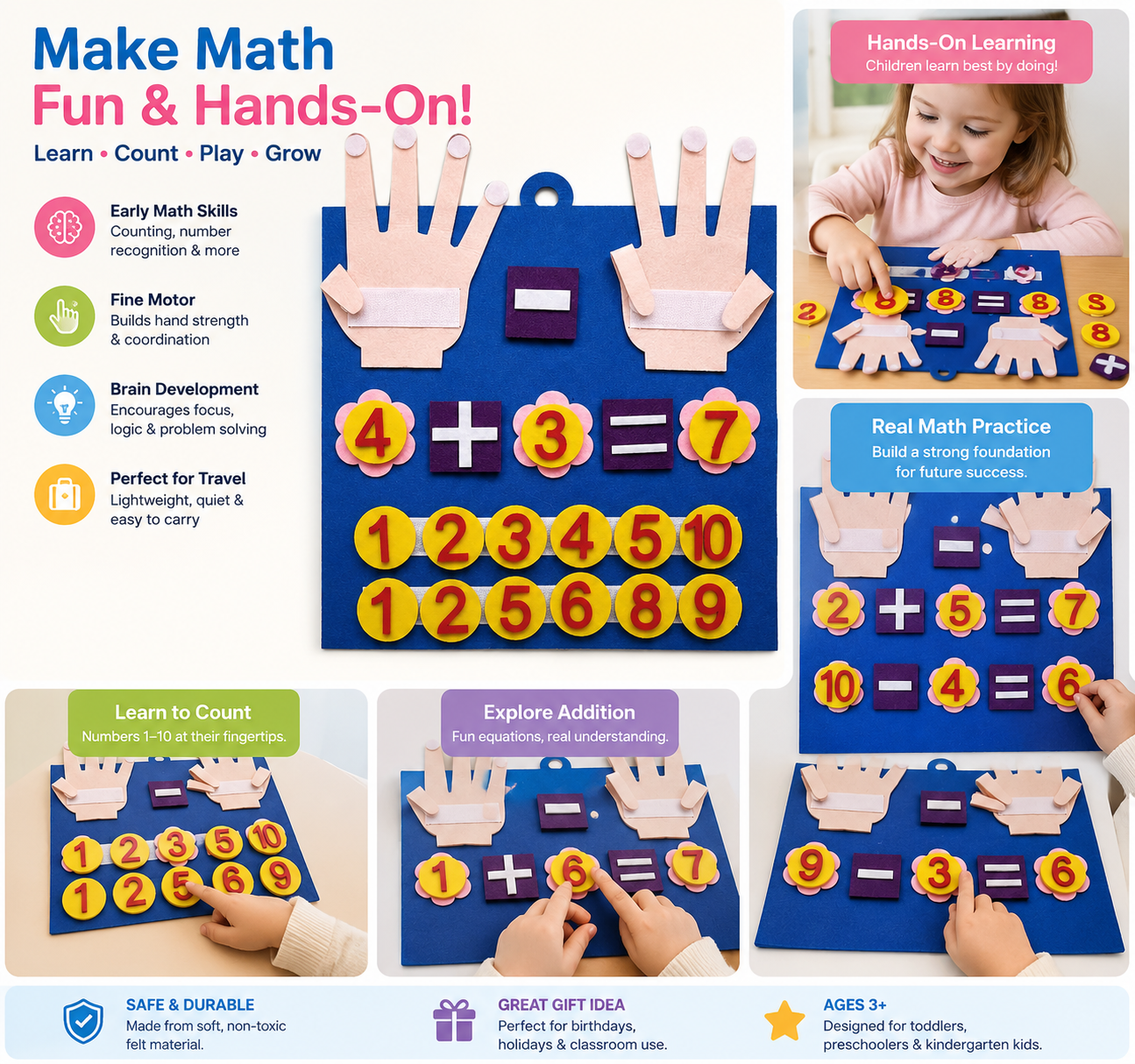 Montessori-Inspired Felt Counting & Math Learning Set – 20 Pieces