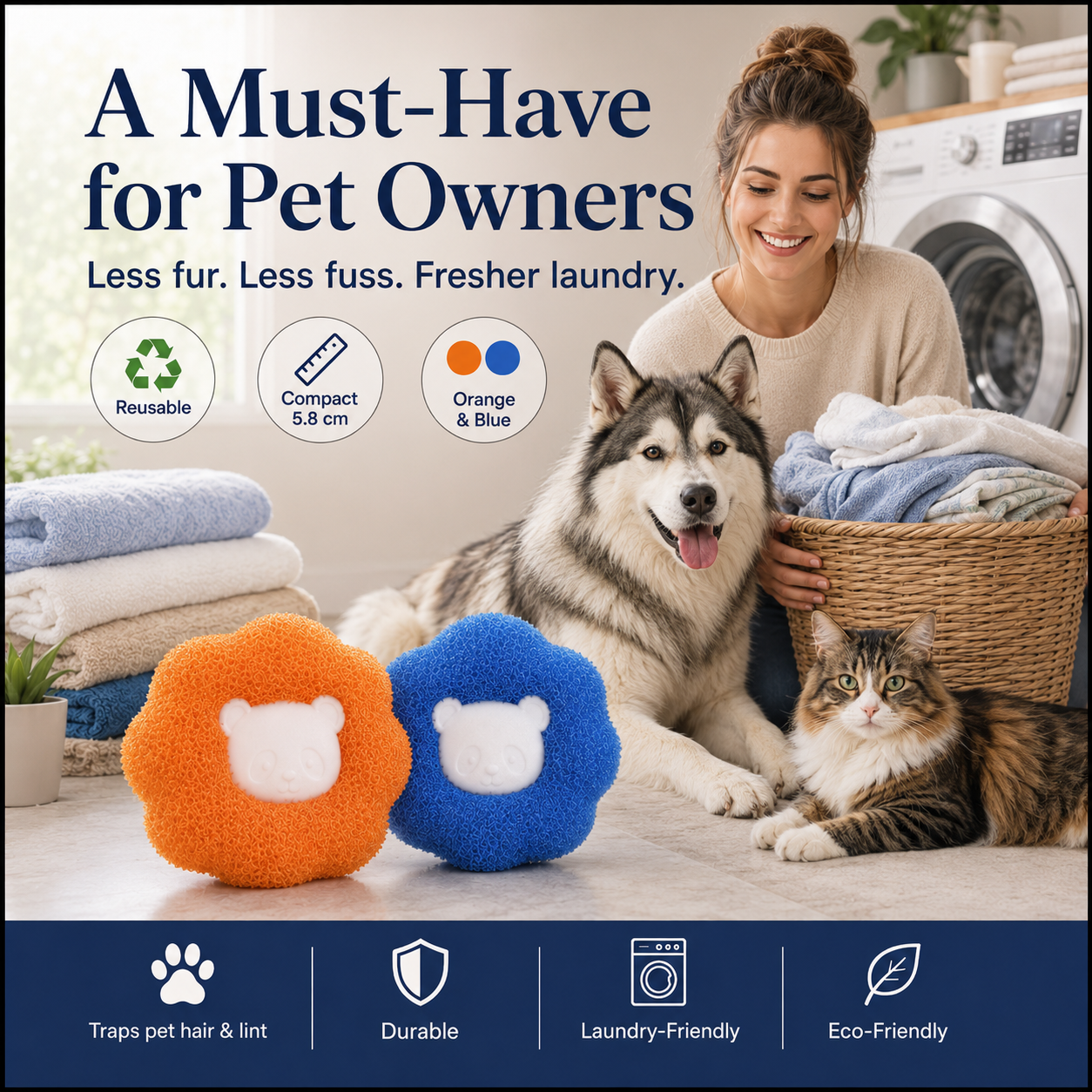 Reusable Pet Hair & Lint Catcher for Laundry