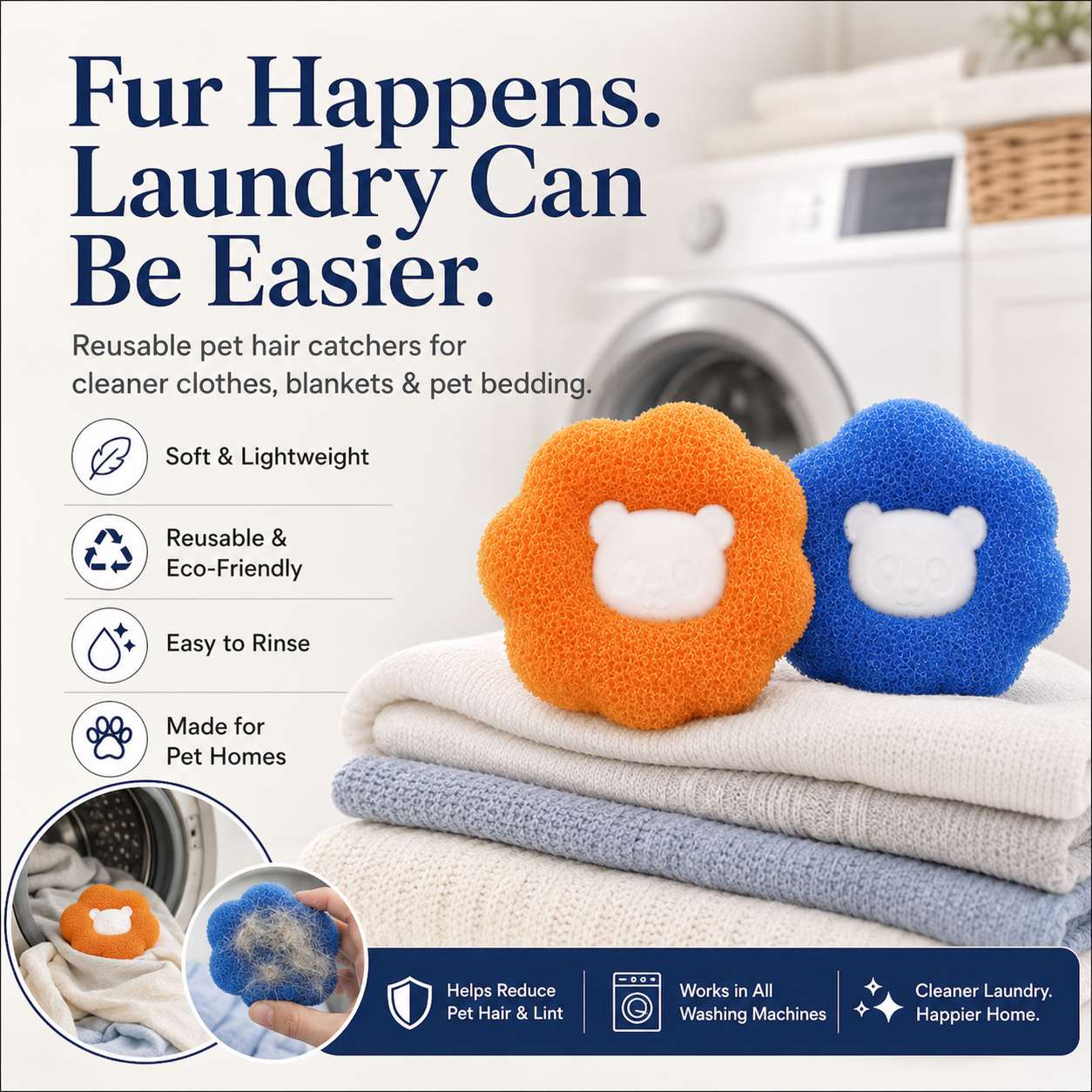 Reusable Pet Hair & Lint Catcher for Laundry
