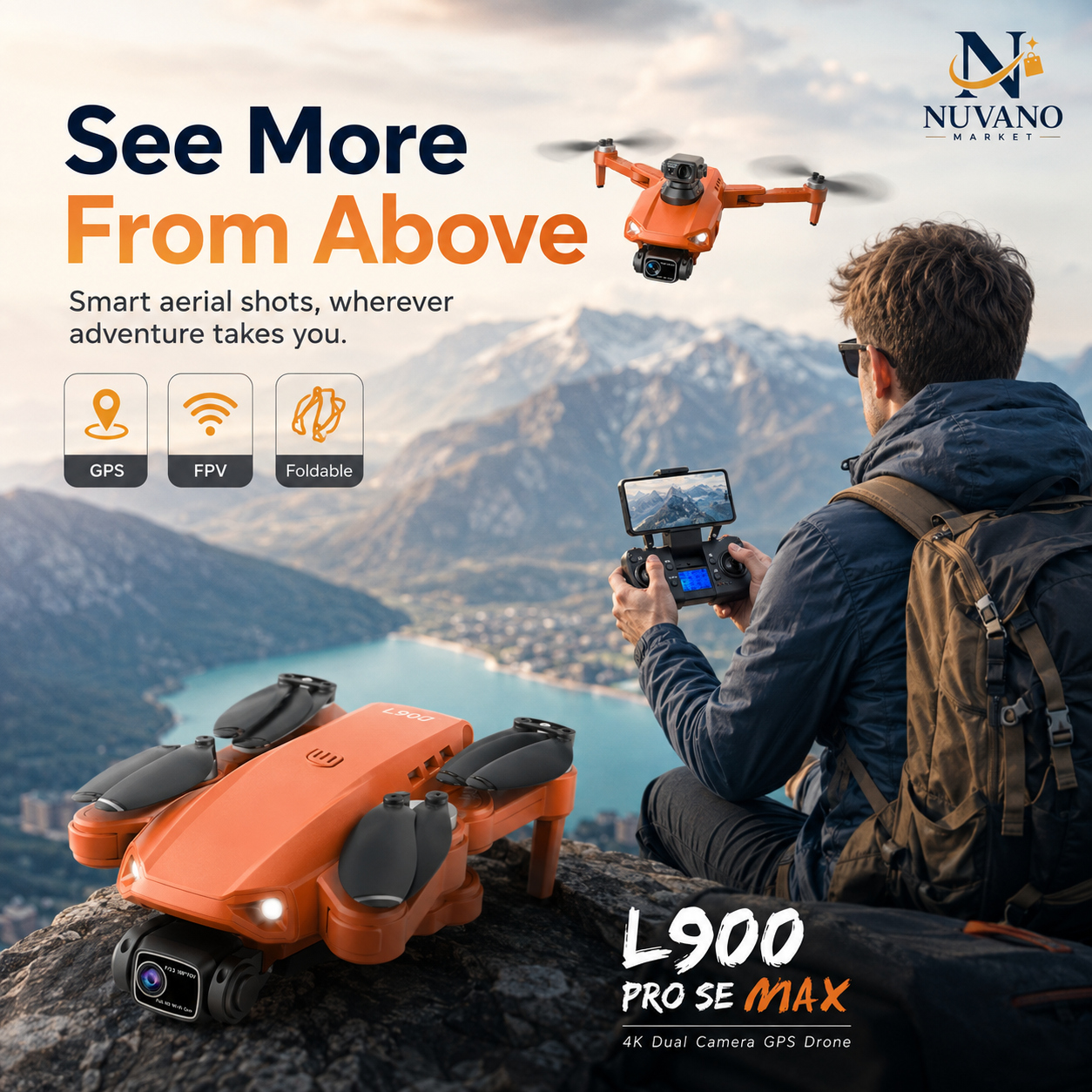 L900 Pro SE MAX - See More From Above, GPS FPV Foldable drone lifestyle shot