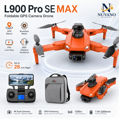 L900 Pro SE MAX - Foldable GPS Camera Drone specs: 28 min flight, 360 obstacle avoidance, FPV, GPS return