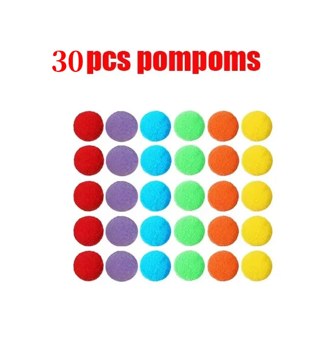30-68PCS Kids Sorting Counting Toys Rainbow Color Classification Bowls with Tweezers Fine Motor Training Educational Game Gifts