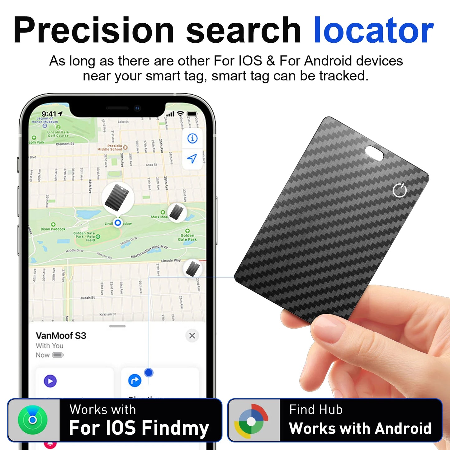 1/2-Pack Smart Air Tag GPS Tracking Card for IOS and Android - Lost and Found Alert Device. Wallet/Card Locator Smart Card.
