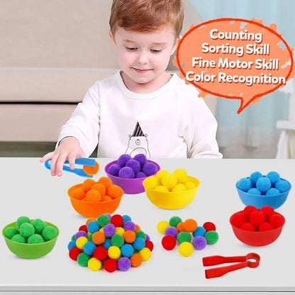 30-68PCS Kids Sorting Counting Toys Rainbow Color Classification Bowls with Tweezers Fine Motor Training Educational Game Gifts