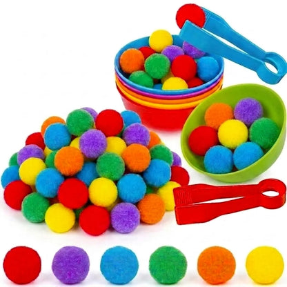 30-68PCS Kids Sorting Counting Toys Rainbow Color Classification Bowls with Tweezers Fine Motor Training Educational Game Gifts