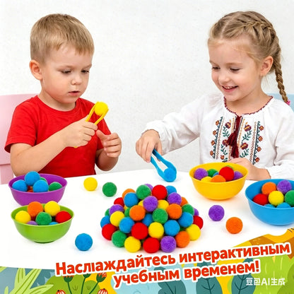 30-68PCS Kids Sorting Counting Toys Rainbow Color Classification Bowls with Tweezers Fine Motor Training Educational Game Gifts