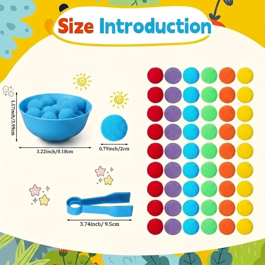 30-68PCS Kids Sorting Counting Toys Rainbow Color Classification Bowls with Tweezers Fine Motor Training Educational Game Gifts